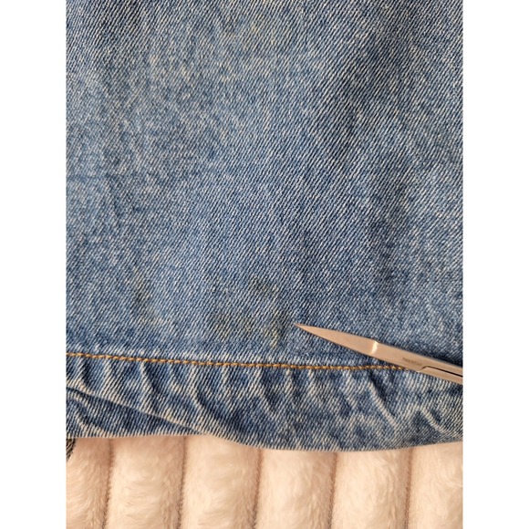 Vtg Denim Corduroy Collar Chore Barn Field Jacket Womens 26/28 Blue Aztec Tribal - Picture 10 of 14